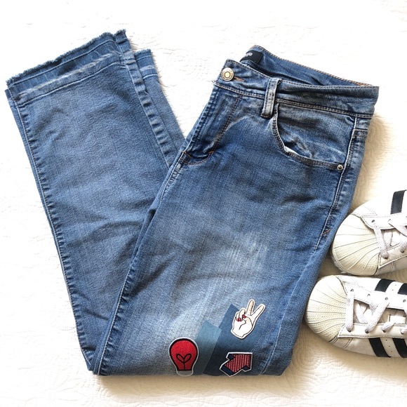 STRAIGHT LEG BOYFRIEND KENSIE HIGH RISE CROPPED RAW HEM DIY Y2K JEANS PA… - Picture 4 of 10